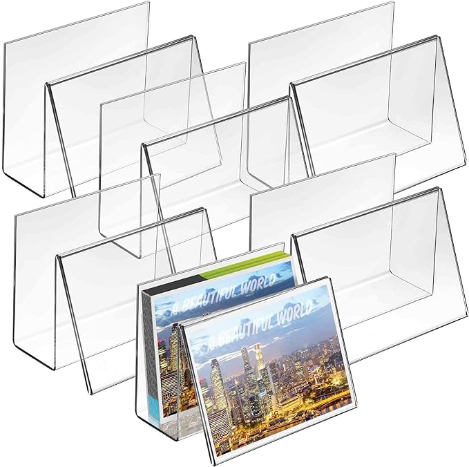 Crtiin 6 Pcs Clear Acrylic Postcard Display Holder Business Card Holder Greeting Card Display Clear Business Stand Rack for Index Organizer Desk Table Home Office, 6 x 4.25 x 4.5 Inches
