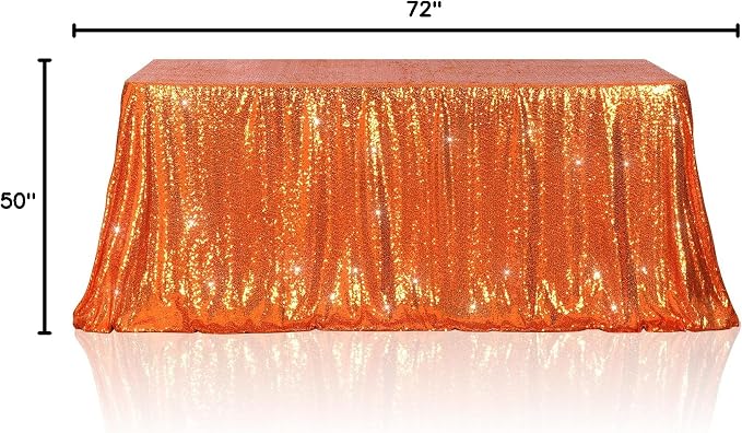 Poise3EHome Orange Sequin Tablecloth 50×72 Inch Rectangle Sparkly Fabric Table Cover Overlay for Halloween Baby Shower Birthday Party Wedding Holiday Decoration
