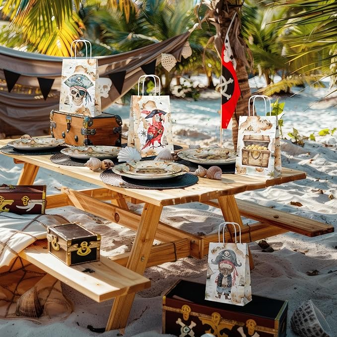 Pirate Birthday Party Supplies for 40 Guests, Treasure Map Pirate Plates and Napkins Set, Pirate Party Decorations for Boys