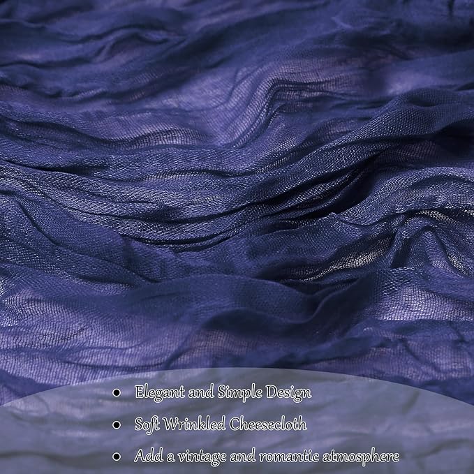 1-Pack Navy Blue Cheesecloth Table Runners – 10FT (35x120 Inch) Boho Rustic Gauze Fabric Cheese Cloth Table Runner for Weddings, Baby Showers, Bridal Shower, Farmhouse & Birthday Party Decor