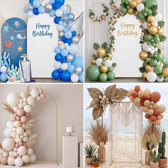 6FT Wedding Arch Backdrop Stand and Cover Set, Metal Balloon Arch Stand and Cover for Birthday Party Wedding Ceremony Bridal Baby Shower Graduation Decoration