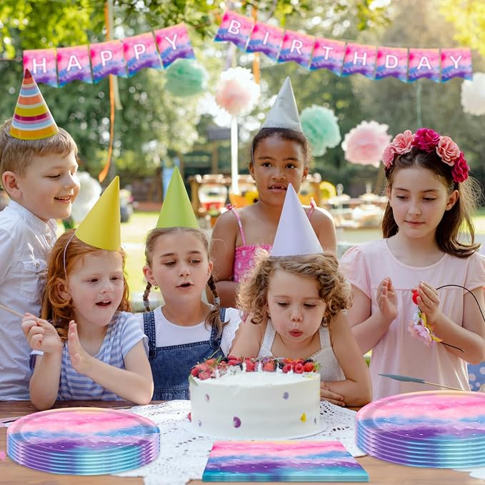Galaxy Party Kit for 24 Guests - 97 Pcs Including Plates, Forks, Napkins, Bunting - Perfect for Astronaut-Themed Birthday Adventures