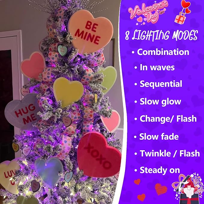 YEGUO Battery Operated String Lights, 2 Pack Each 33ft 100 LED Twinkle Fairy Lights Outdoor Waterproof, 8 Modes Clear Wire Purple Christmas Lights Indoor with Remote