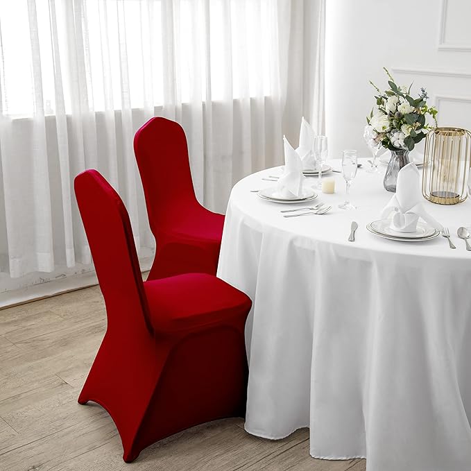 Waterproof Spandex Chair Cover 12PCS, Stretch Dining Chair Covers, Polyester Outdoor Chair Covers, Protector Stretch Chair Cover for Party Universal, Banquet, Wedding Event, Hotel(Red)
