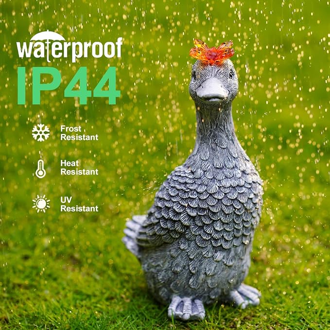 Solar Garden Statue Goose Figurine – Outdoor Decoration with Butterfly for Garden Yard Lawn Home Decor Outside : Unique Gifts for Mom Grandma