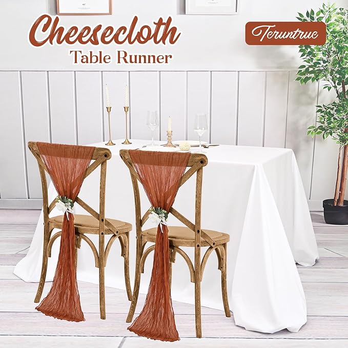 20 Pack Terracotta Table Runner 10FT Long Cheesecloth Table Runner Cheese Cloth Gauze for Wedding Party Birthday Decoration-Terracotta