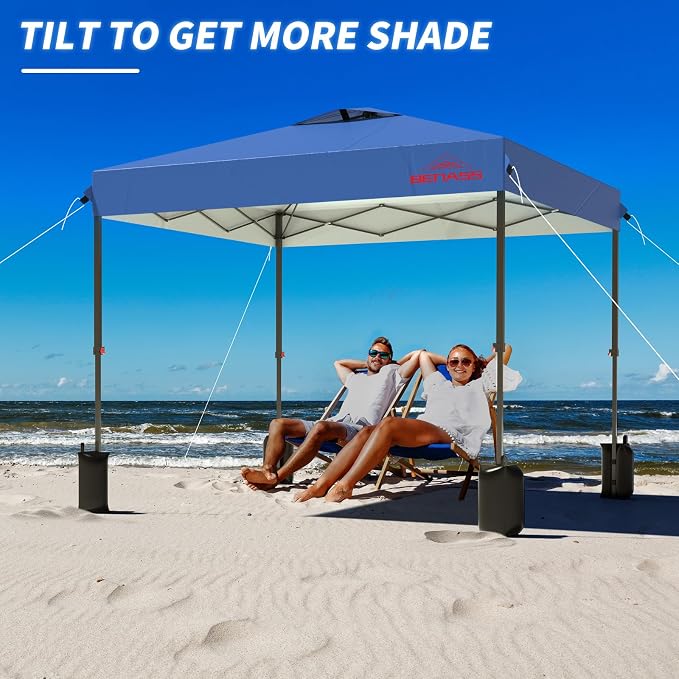 10x10 Pop Up Canopy, Easy Up Canopy Tent, Heavy Duty Tents for Parties, One Person Easy Set Up Event Tent, Light Blue