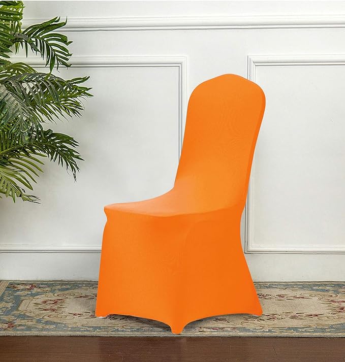 Peomeise Stretch Spandex Chair Cover for Wedding Party Dining Banquet Event (Orange, 6)
