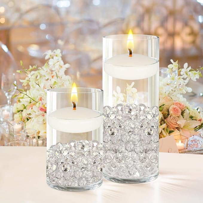 Mega Candles 4 pcs Unscented Off White Floating Candles, Hand Poured Wax Candle 3 Inch Diameter, Home Décor, Wedding Receptions, Centerpieces, Occasions, Events, Festivities, Meditations, Spas