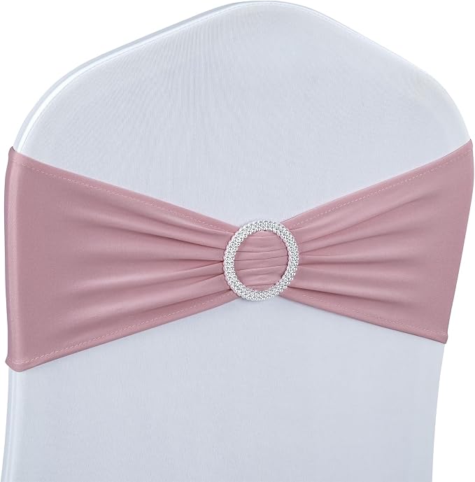 Spandex Chair Sashes Bows - Babenest 30PCS Premium Stretch Chair Cover Band with Buckle Slider Universal Elastic Chair Ties for Wedding Party Ceremony Reception Banquet Decoration (Dusty Pink)