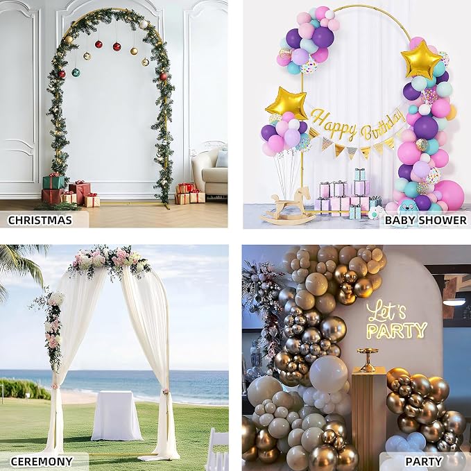ATR ART TO REAL 7.2 FT Wedding Arch Backdrop Stand Metal Wedding Arches for Ceremony, Gold Balloon Arch Stand for Wedding Birthday Party Photo Booth Background Baby Shower Decoration