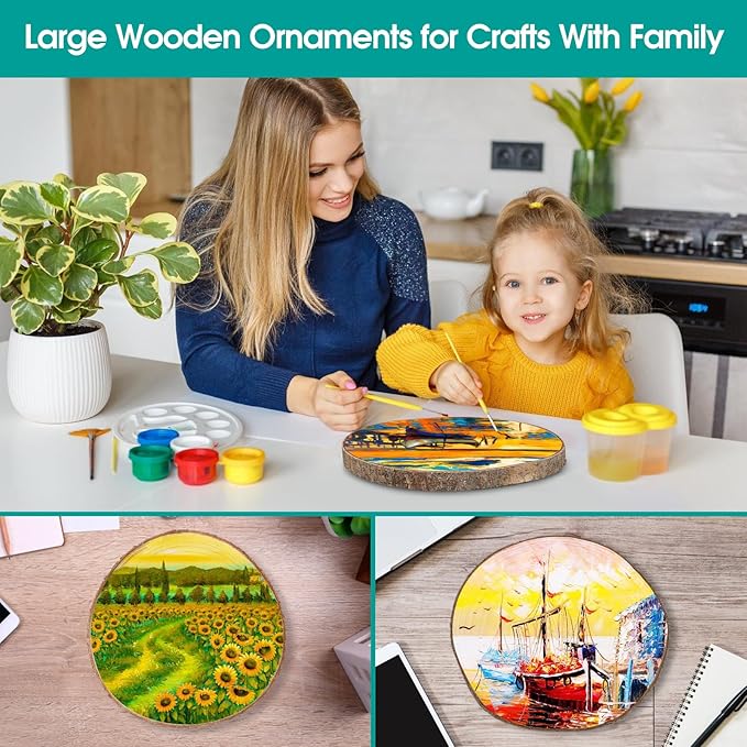 Adrattnay 8pcs Wood Slices for Centerpieces 10-12 Inches, Round Paulownia Wood Circles for Centrepiece, Rustic Wedding, Baby Shower, Party, Home Decoration and DIY Crafts