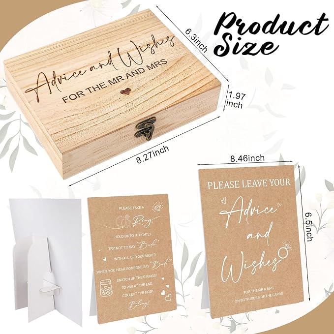 Silipull Bridal Shower Games Set for 50 Guests Includes Bingo, He Said She Said, Scramble, Would She Rather, Advice and Wishes Wedding Games Double Sided with Wooden Box, 20 Pencils (Kraft)