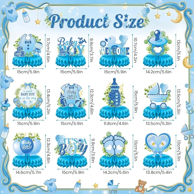 It's a Boy Baby Shower Centerpieces Baby Shower Table Centerpieces Bloom Table Display with Letters A Sweet Baby Boy is on His Way Gender Reveal Decorations for Boy Birthday Supplies (Paper)