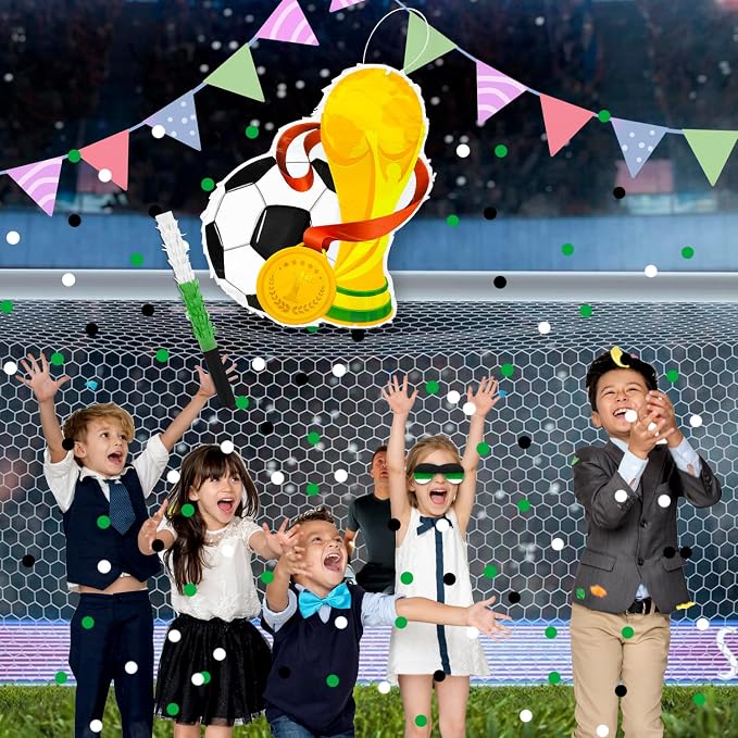 Soccer Birthday Party Decorations, 4 Pcs Soccer Pinatas Bundle 15.1'' Soccer Party Pinata with Stick etc Sports Party Supplies