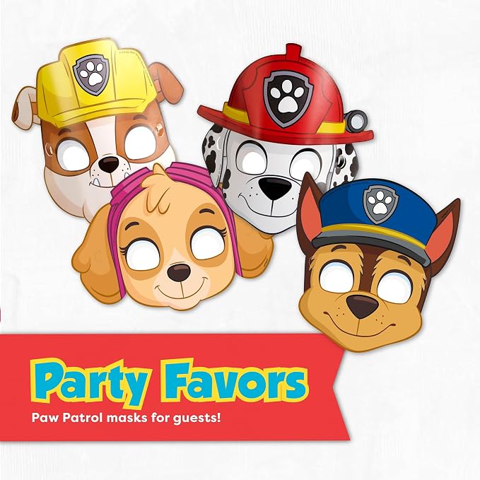 Paw Patrol Birthday Decorations Party Supplies for 16 Guests - Complete Officially Licensed Kit with Plates Napkins Banner and Masks Party Favors Set for Kids