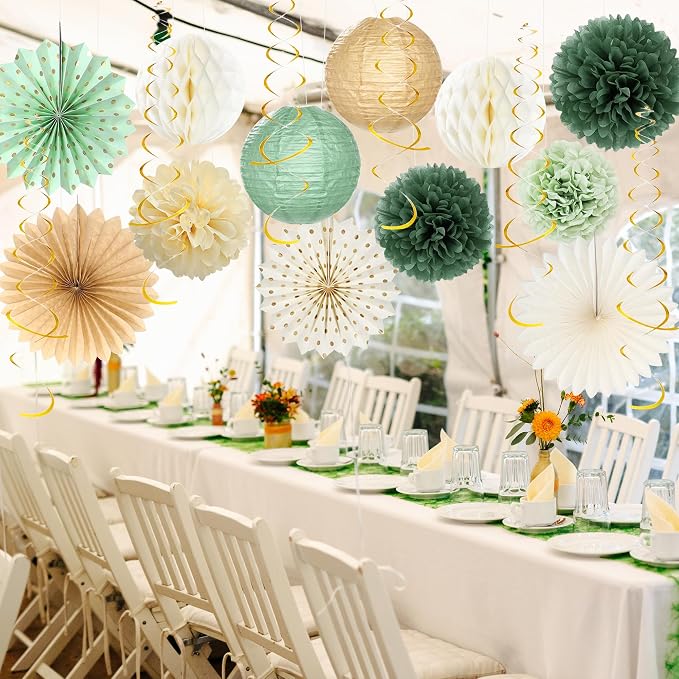 Roetyce Birthday Party Decorations, Green Gold Glitter Older Wiser Hotter Banner Photo Background for Women Men, Funny Happy Birthday Backdrop Decor, 30th 40th 50th 60th 70th 80th Party Supplies