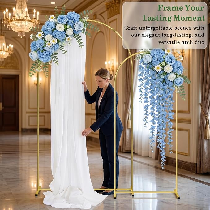 Metal Arch Backdrop Stand 7.2FT+6FT: Wedding Arch Frame for Ceremony Balloon Arch Stand for Birthday Anniversary Wedding Party Baby Shower