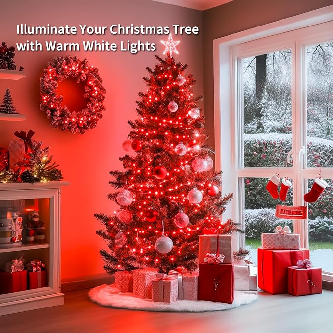 JMEXSUSS 2 Pack Red Fairy Lights Battery Operated, Total 400 LED 132ft Red Halloween Lights with Remote, 8 Modes Twinkle String Lights for Halloween Bedroom Wreath Tree Xmas Indoor Outdoor Decor