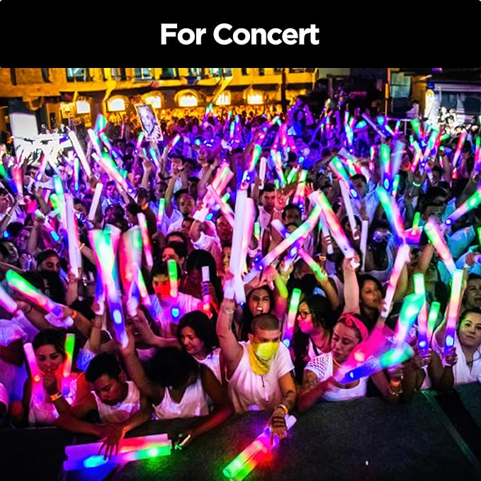 50Pcs Foam Glow Sticks Bulk Party Pack,L16" Big Led Light Up Foam Sticks with 3 Flashing Effect, Glow in The Dark Party Supplies Favors for Wedding, Adults/Kids Birthday, Disco Dance Floor, DJ