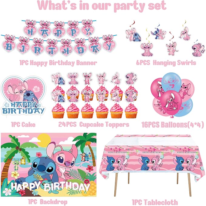 53 PCS Birthday Party Decorations Set with Birthday Banner Balloons Tablecloth Backdrop Hanging Swirls for Adult Theme Party Supplies