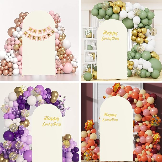 HAINARverS Wedding Arch Cover 7.2FT Spandex Fitted Stretchy Arch Stand Covers,2 Sided Round Top Chiara Backdrop Cover for Birthday Party Ceremony Banquet Baby Shower Arch Decoration(Ivory)