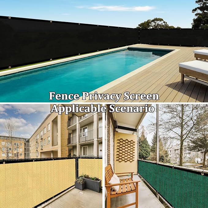 Shade&Beyond 5'x17' Dark Green Privacy Screen Fence Cover 170 GSM Fencing Mesh Fence Panel for Wall Garden Yard Backyard Indoor Outdoor Home Decoration
