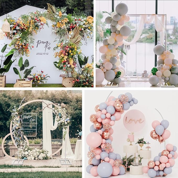 Metal Wedding Arch Stand,Set of 2 Curved Top Arch Backdrop Stand Wedding Arches for Ceremony Birthday Anniversary Baby Shower Floral Stand Background Decoration (White,7.8FT & 6.7FT)