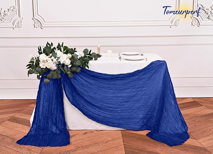 16 Pack 10Ft Cheesecloth Table Runner Royal Blue, 20 x 120 Inch Rustic Gauze Boho Cheese Cloth Table Runners Wedding Long Table Runner for Wedding Party Bridal Shower Table Decoration