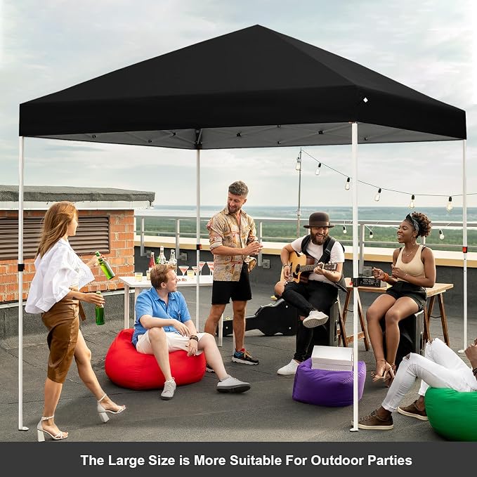 Northroad 10x10ft Pop Up Canopy, Popup Outdoor Canopy Tent with Wheeled Carrying Bag,Portable Gazebo Shelter for Patio,Deck,Garden,BeachοΌBlackοΌ
