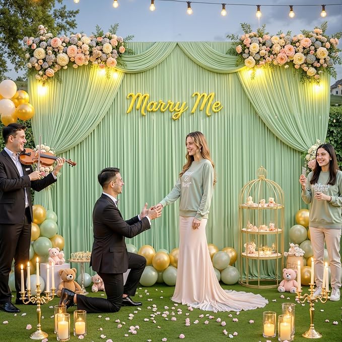 10 Panels Sage Green Backdrop Curtain for Parties Wrinkle Free Dark Green Photo Curtains Backdrop Drapes Fabric Decoration for Weding Baby Shower Birthday Party Photography 50ft(W) x 10ft(H)