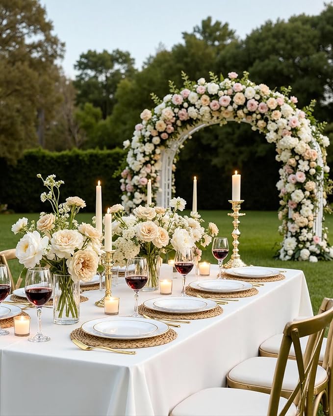 Nervure 100 Pieces Gold Plastic Plates - 10.25 inch Gold Dinner Plates - Heavyweight White and Gold Disposable Plates Ideal for Wedding & Party & Mothers Day