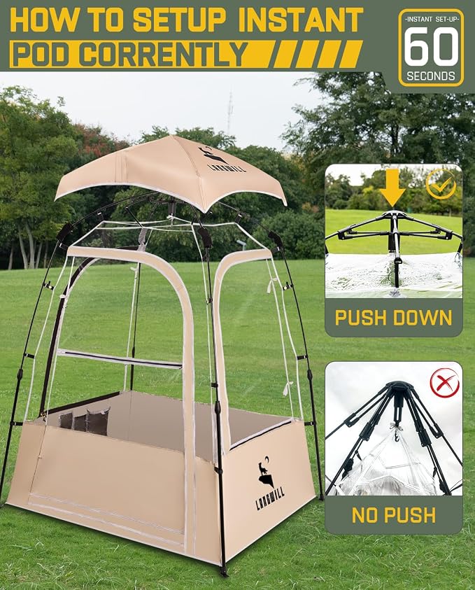 Pod All Weather Sports Tent, Outdoor Pop Up Bubble Clear 540° View Winter Tent for 1-2 Person, Instant Cold Weather Shelter with Rainfly for Soccer, Football, Softball & Other Sports Events
