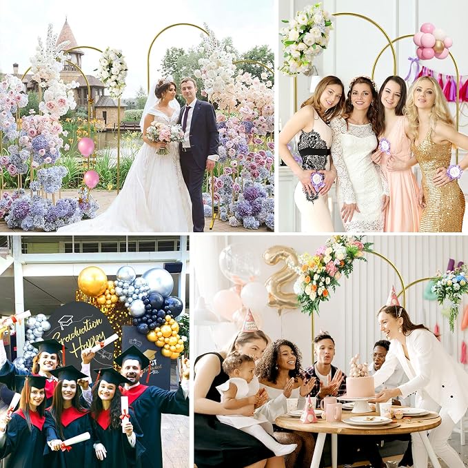 Wedding Arch Backdrop Stand Set of 2 Gold Metal Arch Frame 7.2FT & 6FT Backdrop Stand Wedding Arch Bracket Stand Birthday Party Balloon Arch