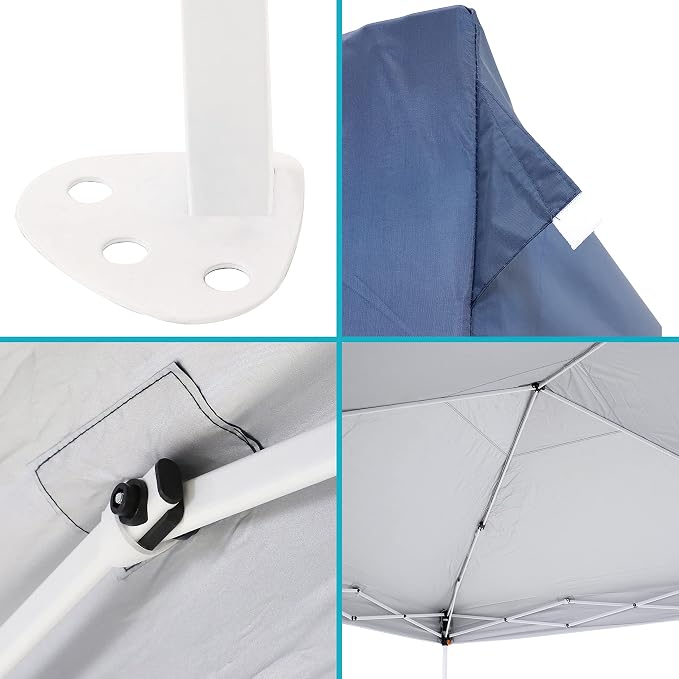 Sunnydaze 12 x 12 Foot Standard Pop Up Canopy with Carry Bag - Straight Leg Folding Outdoor Shade Shelter - Blue