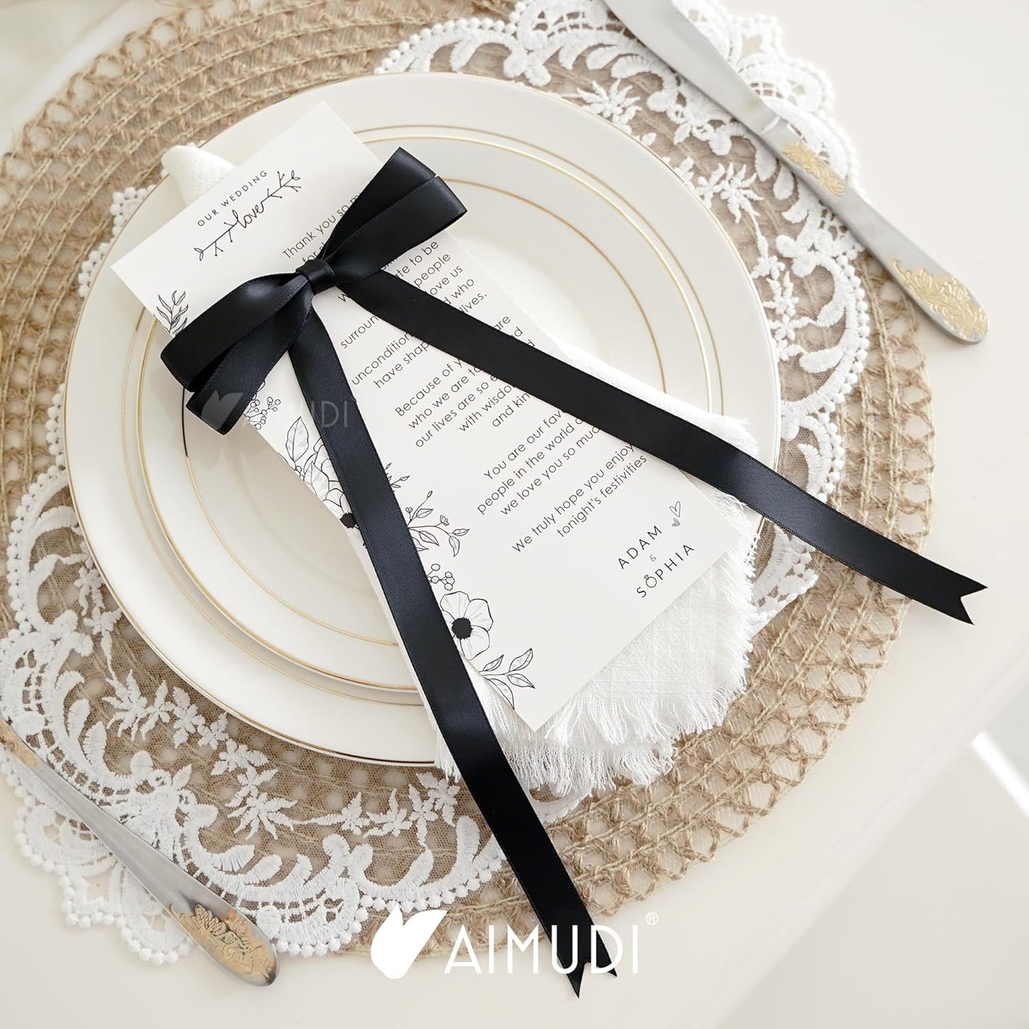 AIMUDI Black Bow 5 × 10" Satin Bow for Gift Wrapping Twist Tie Bows Premade Ribbon Bows for Bouquets Invitations Baskets Crafts Wreaths Wedding Birthday Baby Shower Party Decorations, 36 PCs