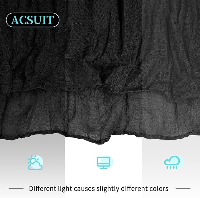 6 Pack Black Cheesecloth Table Runner 20 x 120 inch Gauze Table Runners 10 FT Long,Semi Sheer Boho Cheese Cloth Fabric Table Runner Bulk for Wedding,Party,Baby Shower,Bridal Shower Decoration