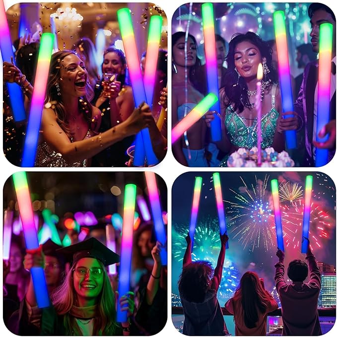 216-Pack Foam Sticks Bulk – Our Premium LED Foam Light Up Sticks Are Perfect as Wedding Glow Sticks for Reception, Parties, and Club Events! Ideal as Light-Up Party Favors, Reception Supplies.