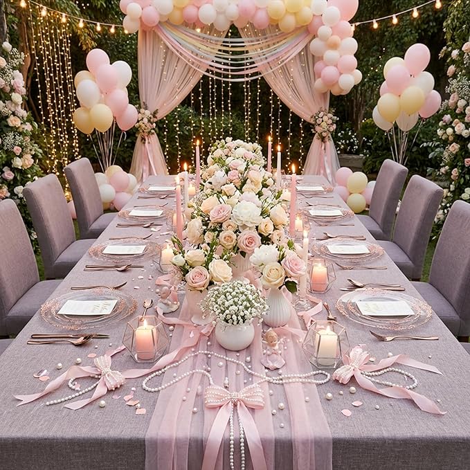 102PCS Rose Gold Plastic Plates - Clear Rose Gold Plate - Heavy Duty Disposable Plates - Fancy Disposable Dinner & Dessert Plate for 51 Guests for Party & Wedding & Mother's Day