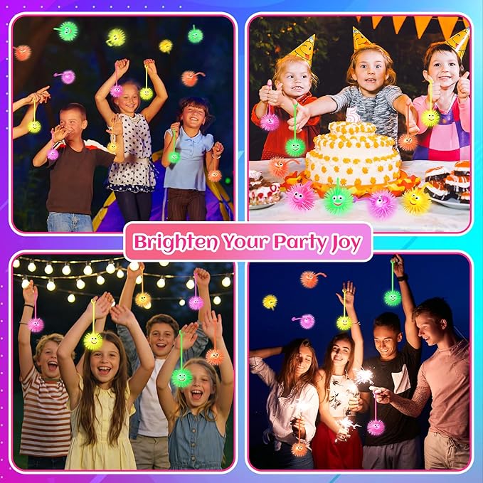 24PCS Light Up Balls for Kids 3.4 inch Puffer Bouncy LED Ball Flashing Sensory Glow in The Dark Toys Bulk Party Favors for Easter Basket Gifts Classroom Stuffer Sprizes Pinata Fillers