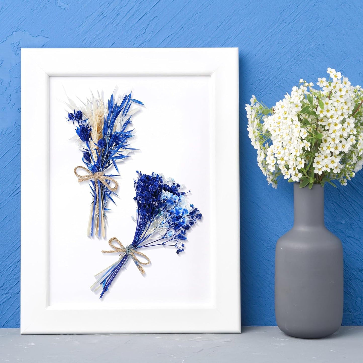 10/12/24/36 Pack Mini Dried Flowers for Vase Wedding Various Mini Bouquet Dried Small Wildflowers Natural Flowers Bulk for Crafts DIY Decor (12, Blue)