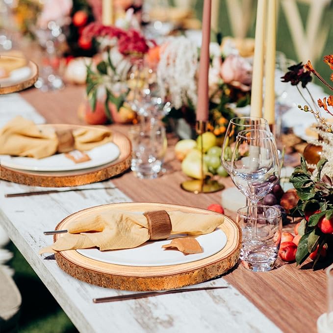 Adrattnay 8pcs Wood Slices for Centerpieces 12-13Inches, Round Paulownia Wood Circles for Table Decor, Rustic Wedding, Baby Shower, Party, Home Decoration and DIY Crafts