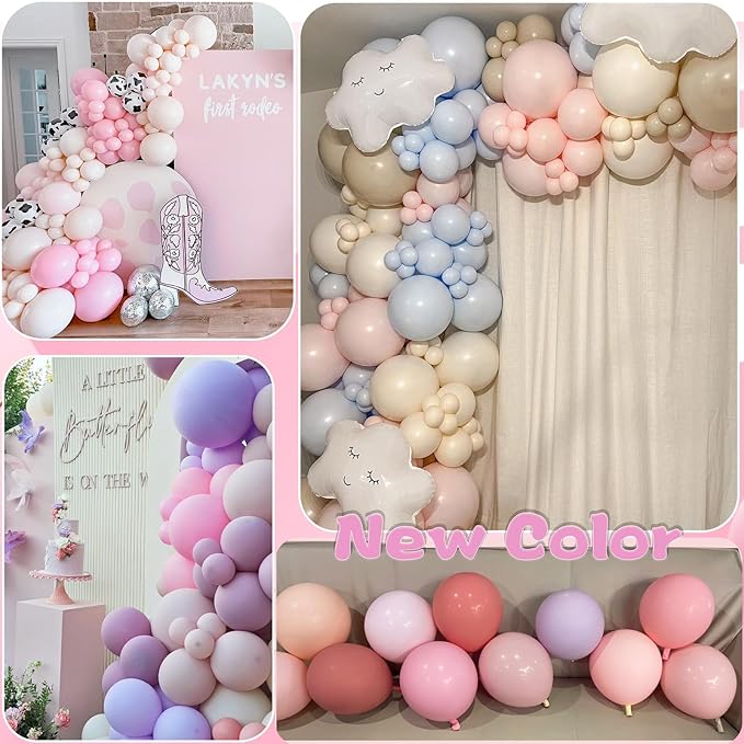 53pcs Double Stuffed Pink Balloons (18/12/10/5 Inch) for Boho Party, Baby Shower, Birthday, Weddings (Baby Pink)