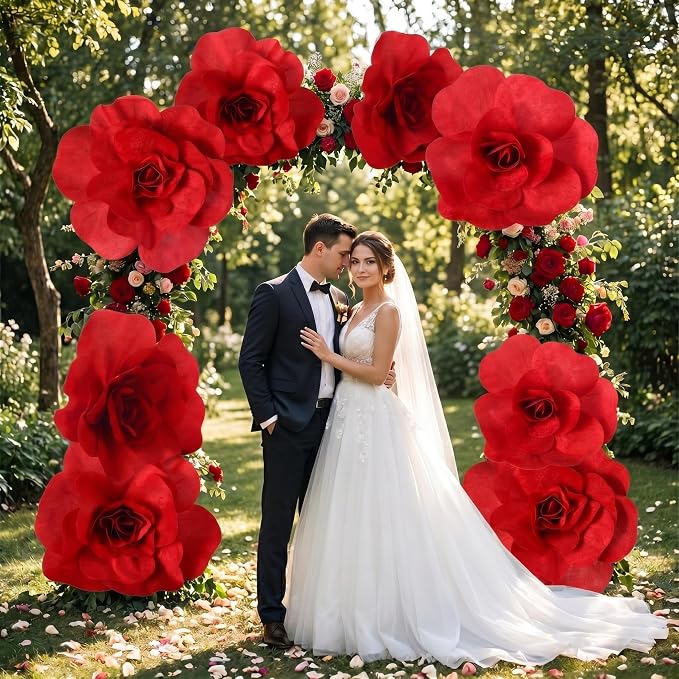 Norme 6 Pcs Giant Flowers for Decoration 12, 16, 20 Inch Large Rose Petals Giant Flowers Large Red Rose for Derby Day Wedding Arch Decoration, Home Decor, Anniversary Birthday Valentines