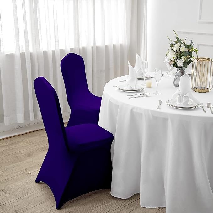 SuperO Waterproof Spandex Chair Cover 12PCS, Stretch Dining Chair Covers, Polyester Outdoor Chair Covers, Protector Stretch Chair Cover for Party Universal, Banquet, Wedding Event, Hotel(Purple)