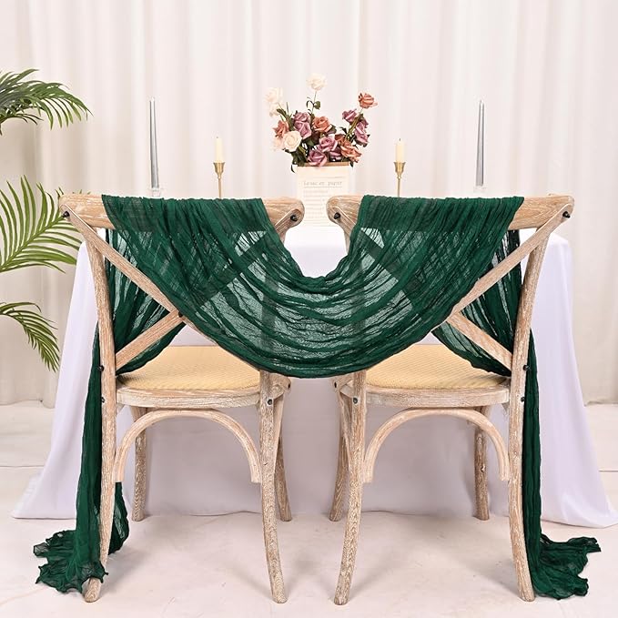 25 Pack Emerald Green Cheesecloth Table Runner 17 x 108 Inch Fall Thanksgiving Boho Rustic Farmhouse Gauze Cheese Cloth Runner for Wedding Party Baby Shower Home Decor Holiday Decorations