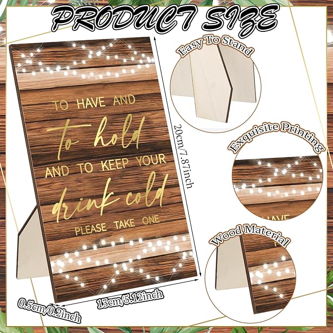 SiliFine 101 Pcs Wood Grain Wedding Can Cooler Bulk Engagement Party Favors for 100 Guests Cheers to Love Laughter, and I'll Drink Can Cooler with Wooden Wedding Table Sign Bridal Shower Favor