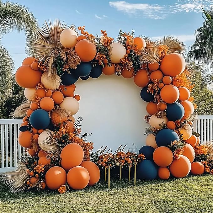 108Pcs Orange Double Stuffed Balloons Different Size, 18/12/10/5 inch Pastel Matte Burnt Orange Balloons Garland Arch kit for Baby Shower Birthday Summer Party Decoration