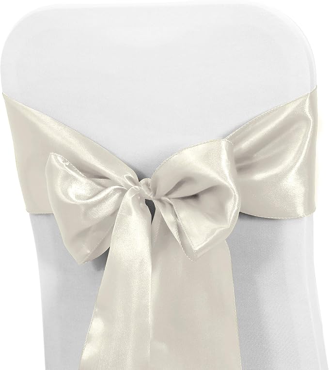 Obstal 10 PCS Satin Chair Sashes Bows for Wedding Reception- Universal Chair Cover Back Tie Supplies for Banquet, Party, Hotel Event Decorations