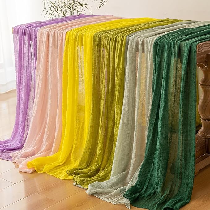 Keketoarrange 3pcs Grey Gauze Rustic Cheesecloth Table Runner 120 Inch 10 FT for Wedding Baby Shower Bridal Shower Birthday Engagement Garden Outdoor Party Long Sheer Boho Decorations